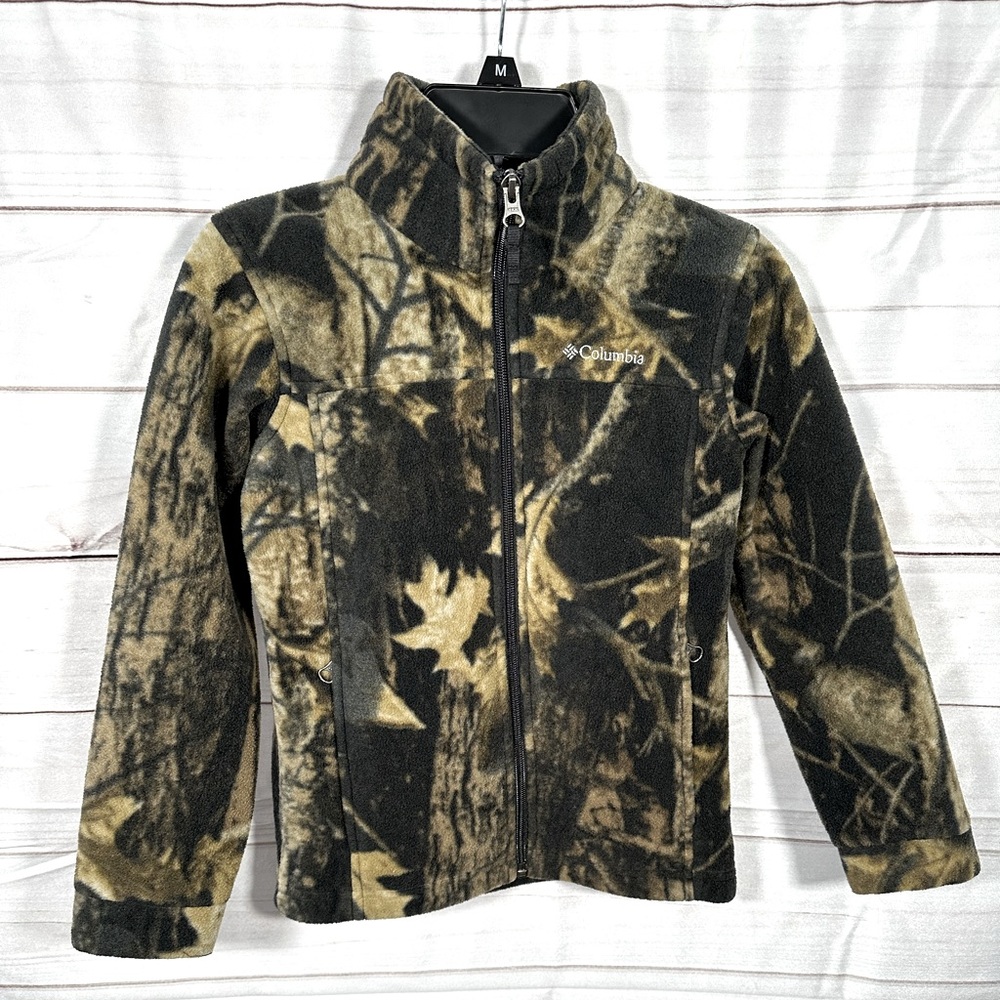 Columbia Kids Camouflage Fleece Jacket in Black and Brown